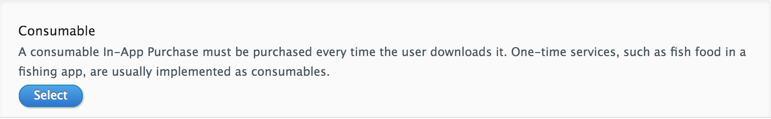 Consumable Product iTunes Connect